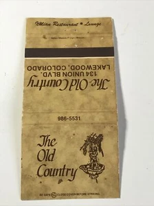 Vintage The Old Country Restaurant Lakewood CO Streichholzschachtelhülle 1970er Werbung - Bild 1 von 3