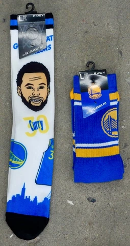 2 Pack Golden State Warriors Mens Stephen Curry Socks Gift Large Stripe Crew NBA Cover