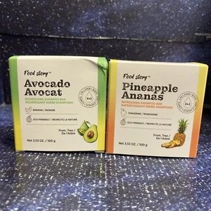 2X Shampoo Bar Food Story 2in1 Hair Body - 1 Pineapple Bar & 1 Avocado Bar - Picture 1 of 5