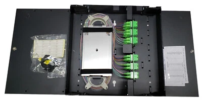 48 Fiber Wall Mount w/ 24 SC/APC Duplex Adapters, SM Pigtails & Two Splice Trays - Image 1 of 4