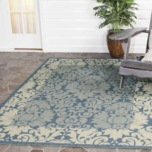 SAFAVIEH Outdoor CY2727-3103 Courtyard Blue / Natural Rug - Picture 1 of 27