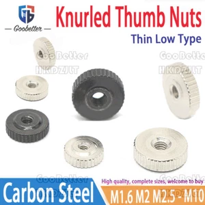 M1.6 M2 - M10 Carbon Steel Knurled Thumb Nuts Hand Grip Knobs Thin Low Type - Picture 1 of 19