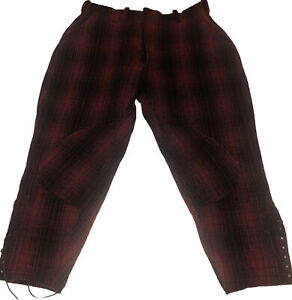 Vintage Woolrich Penn-Rich Hunting Pants Red Shadow Plaid Wool 34” x 25”