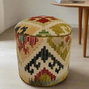 Crafters and Weavers Unikat Kelim Teppich Pouf Ottomane Fußhocker #8A - Bild 1 von 1