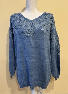 Soft Surroundings Palenque Pullover in Chambray Blau Größe Medium (10/12) - Neu mit Etikett - Bild 1 von 9