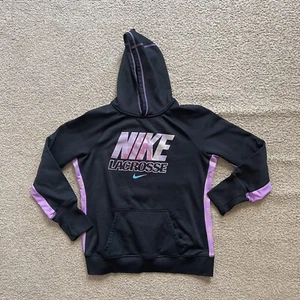 Women's Nike LaCrosse Therma Fit Black Spellout Hoodie Hooded Sweatshirt Large - Picture 1 of 4