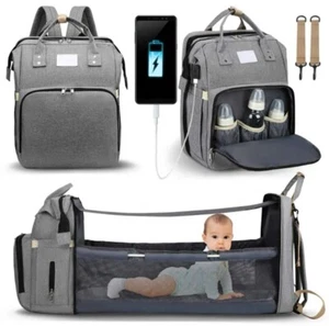 Mochila para bebé Bolsa de pañales portátil Cama para bebé con bolsillos portabiberones de techo Nuevo - Imagen 1 de 6