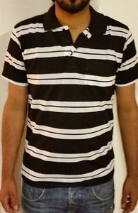 HERREN GILLICCI SOMMER FREIZEIT GESTREIFT MODE MARKE BAUMWOLLE POLOSHIRT T-SHIRT - Bild 1 von 4
