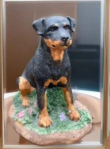 Vtg Charmstone Rottweiler Statue Figurine Cold Cast Marble Earl Sherwan 5" Scuff - Picture 1 of 12