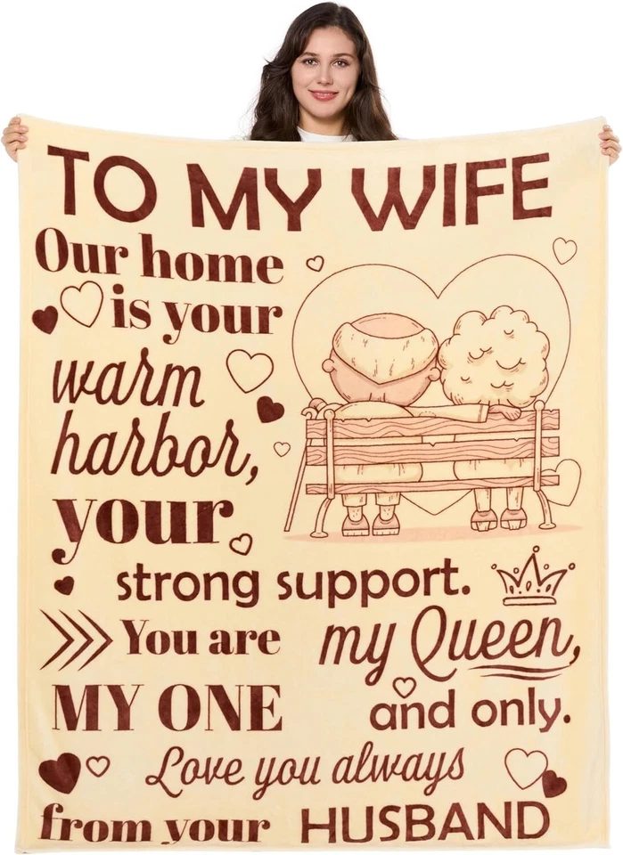 New-To My Wife Blanket from Husband 50x60 Flannel Throw Blanket COZY Fast Ship - Image 1 of 4