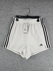 adidas 3 Stripes Shorts High Rise White Training Aeroready Womens Size XS - Picture 1 of 9