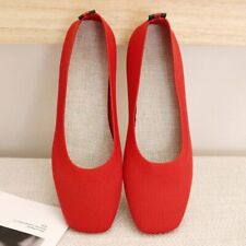 Solid Color Slip On Mesh Loafers Stretch Knitted Ballet Flats Soft Shallow Shoes