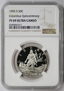 1992-S Columbus Modern Commemorative Half Dollar 50C Proof PF 69 Ultra Cameo NGC - Picture 1 of 4