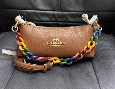 Bolso de hombro COACH Charlotte con cadena arco iris en cuero suave CP097 Foto 1 de 4