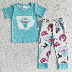 Juego de pijamas blanqueados de manga corta para niños vaquero 2 piezas ropa de dormir - Imagen 1 de 1