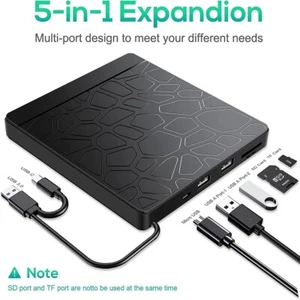 USB 3.0 Externes CD/DVD Laufwerk Brenner Player mit Type C für Laptop PC Schwarz - Bild 1 von 10