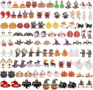 110Pcs 55 Pairs Halloween Charms Gold Enamel Jewelry Pendants for Halloween Earr - Picture 1 of 7