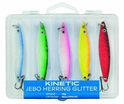 Kinetic Jebo Herring Glitter Mefor-Blinker-Set 5 St. 18g bis 34g Meerforelle - Bild 1 von 2