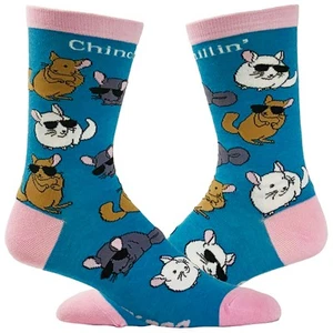 Youth Chinchillin Socks Funny Cool Chinchilla Pet Rodent Graphic Novelty - Picture 1 of 9