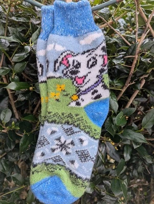 Calcetines Mujer, Lana 100%, Cálidos, Estampado Perro, Talla 10, NUEVO Foto 1 de 4