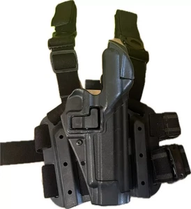 USGI BlackHawk Beretta 92 SERPA Tactical Level 3 Black Thigh Holster RH - Picture 1 of 1
