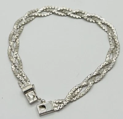 925 Sterling Silver Braided Woven Serpentine Chain Bracelet 7.75” - Image 1 of 4