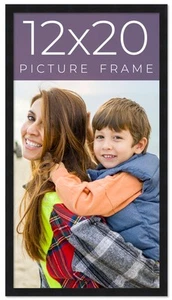 12x20 Frame Black Real Wood Picture Frame Width 0.75 inches | Interior Frame Dep - Picture 1 of 10
