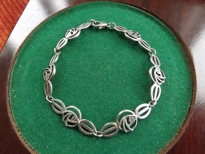 Organic Art Nouveau Modernist 925 sterling silver bracelet hallmark CJL 925 - Image 1 of 4