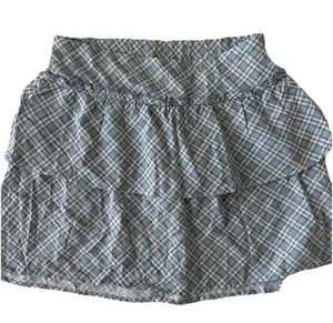 NWT Abercrombie Kids Girl’s Blue Tiered Plaid Print Mini Skort Skirt Sz 5/6 - Picture 1 of 4