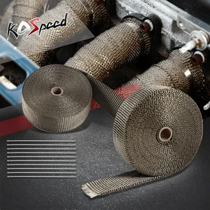 Cabezal de escape turbo colector tubo envoltura térmica titanio 50 pies 2" + 10 lazos de acero - Imagen 1 de 8