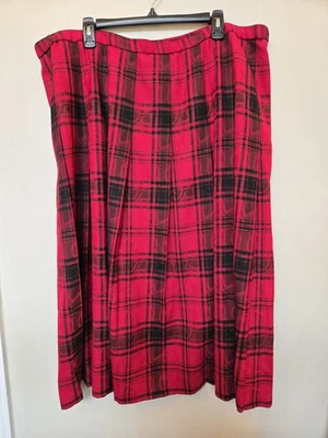 Falda Pendleton Vintage Mujer Talla Grande 24w 100% Lana Cuadros Roja Plisada Vacaciones Foto 1 de 4