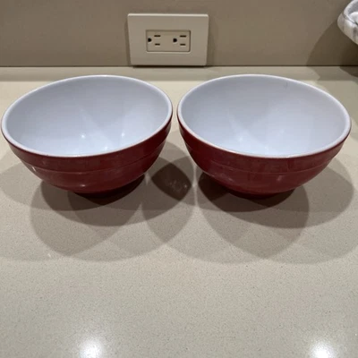 Dos cuencos de anidación de cereales de gres rojo Emile Henry 21,19 Francia modelo depositar Foto 1 de 4