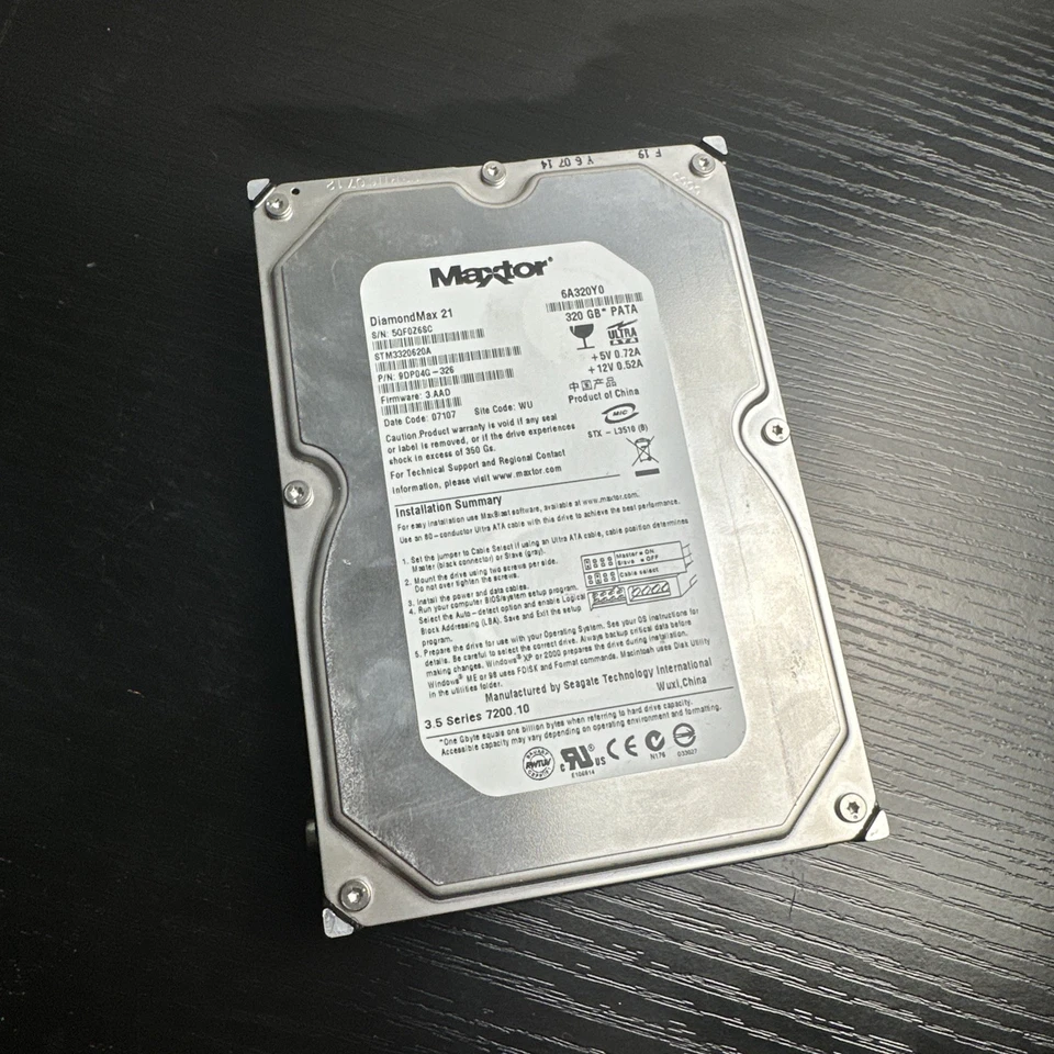 Maxtor DiamondMax 21 Model STM3320620AS 320GB Internal Hard Drive Cache 16 MB - Image 1 of 2