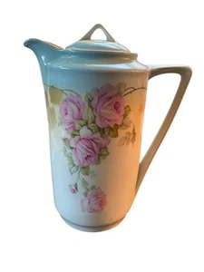 Antike Otto Grunert Art Deco rosa Rosen Deko Schokolade/Teekanne Germany - Bild 1 von 12