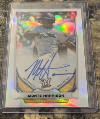 2014 Bowman Draft Chrome Draft Pick Auto Refractor Monte Harrison #BCA-MH Auto - Image 1 of 2