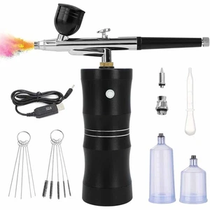 Kit Aerografo Senza Fili Ricaricabile Pistola Spruzzatore Portatile per Trucco Unghie Barbiere - Foto 1 di 14