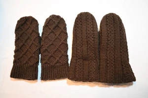 Markenlos Vintage Damen braun Acryl Garn Fäustlinge - 2 Paar - Bild 1 von 2