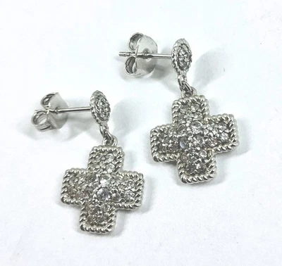 Earrings Rebecca Bronze Hanging With Zircon Cubic Faceted Cross - Image 1 of 4