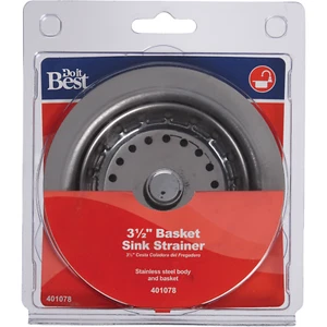 3-1/2" Chrome Plated Kitchen Sink Strainer Assembly w/Stainless Steel Basket - Picture 1 of 5
