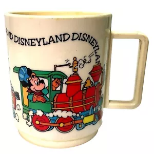 DISNEYLAND MUG CUP MICKEY MINNIE TRAIN COFFEE TEA MILK WHITE 3.5" TALL USA MADE - Picture 1 of 5