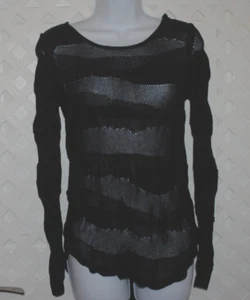METALICUS AUSTRALIA Women's Black Stretch Mesh & Knit Sweater Light Weight OS - Picture 1 of 4