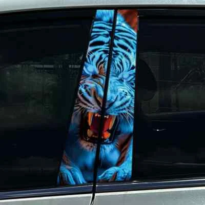 2x Blaue Augen Löwe Tiger Tier Auto B-Säule Aufkleber Mitte Säule Abziehbild - Bild 1 von 4