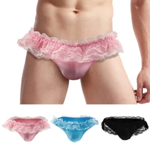 Sexy Sissy Herren Rüschen Dessous Slip Höschen Bikini Tanga Crossdress Unterwäsche - Bild 1 von 26
