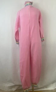 Vtg Sears JR Bazaar One Piece Pajamas Juniors Size 11 Rainbow Pink Fleece Zip - Picture 1 of 12