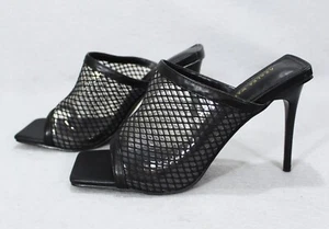 Azelea Wang Mule Sandals Black Mesh Clear PVC High Heels Size 8.5 - Picture 1 of 8