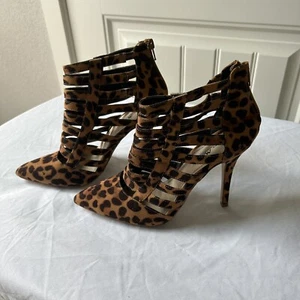 Y2K 2000s Retro Animal Print Stiletto Strappy Heels For Summer Women’s Size 7.5 - Picture 1 of 9
