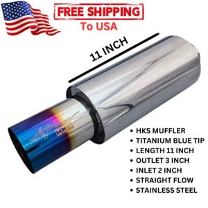 Universal Single Exhaust HKS OEM HI-POWER MUFFLER Inlet 2 Outlet 3 Inches SS304 - Foto 1 di 7