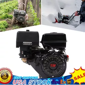 4-Stroke 420cc 15HP OHV Horizontal Shaft Gas Engine Recoil Start Motor - Picture 1 of 10
