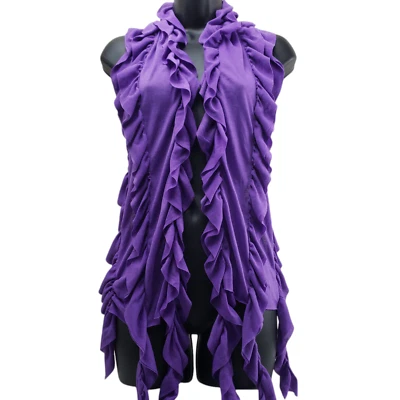 Katie Todd Scarf Purple Tapered Ruffled Polyester 10/72" - Image 1 of 4