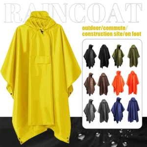 Plus Unisex Men Waterproof Poncho Cape Raincoat Hooded Adult Rain Cloak Jacket - Picture 1 of 13